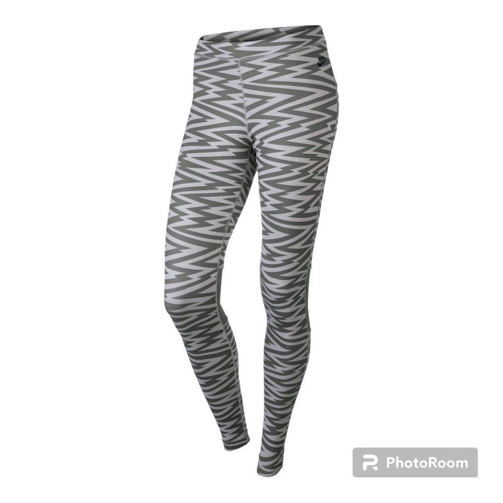 Nike Women's All Over Print AOP Striped Leggings Large Grey XS